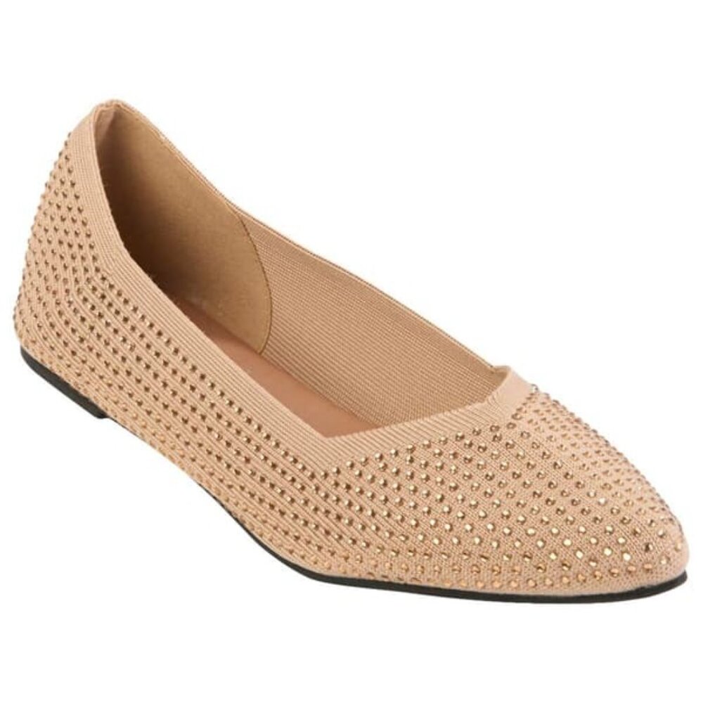 Womens Mia Calenn Women's 11 Rhinestone Sparkly Knit Flats Fairy Bling Bridal